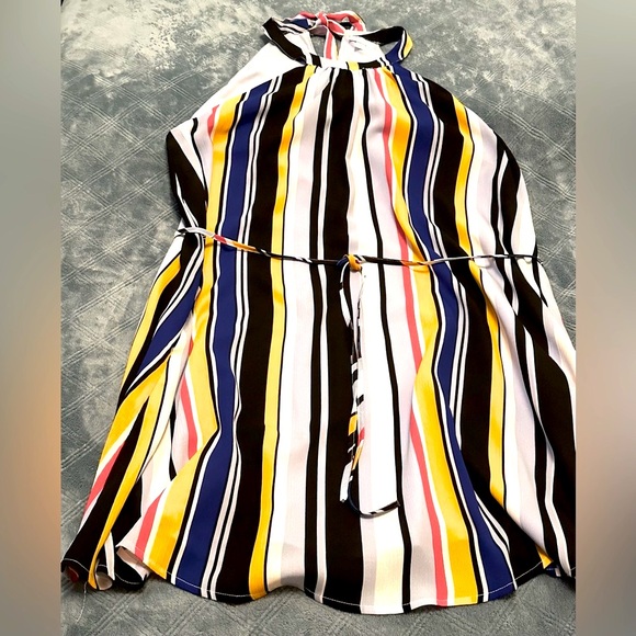 New York & Co. XXL Halter Dress with Tie-Back Neck and Self-Fabric Belt - Picture 7 of 8